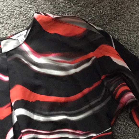 Calvin Klein Black and White Asymmetrical 3/4 Sleeve Blouse - Picture 6 of 6